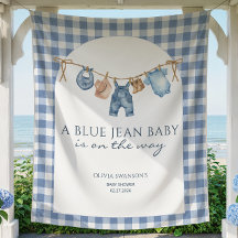 Estandarte de Chuvada de Bebê em Jeans Azul Caubói