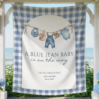 Tapete De Parede Estandarte de Chuvada de Bebê em Jeans Azul Caubói