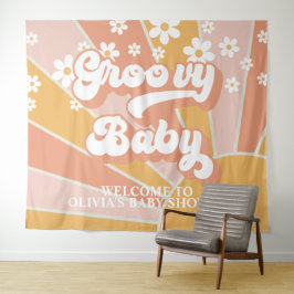 Tapete De Parede Estandarte de Chuvinha de Bebê Groovy Baby Retro S