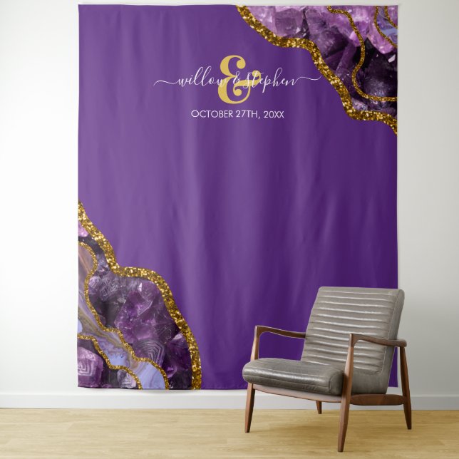 Tapete De Parede Estandarte de Fundo de Casamento em Geodo de Ágata (In Situ)