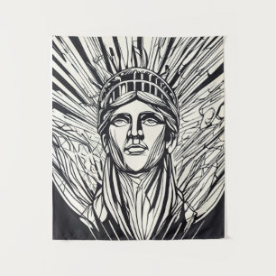 Tapete De Parede Estátua da Liberdade Arte Moderna em Linhas