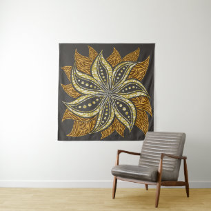 Tapete De Parede Estilo de Batik Floral Abstrato africano