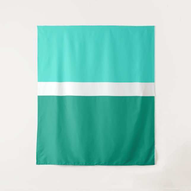 Tapete De Parede Estilo de Bloco de Cor Branco Turquesa Design (Frente)