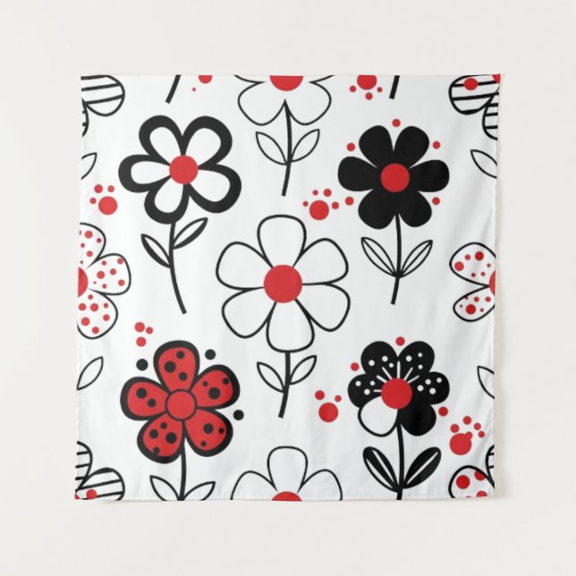 Tapete De Parede Estilo de Flor Preto Gráfico (Frente)