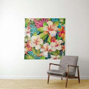 Tapete De Parede Estilo de Pintura a Óleo Floral Tropical
