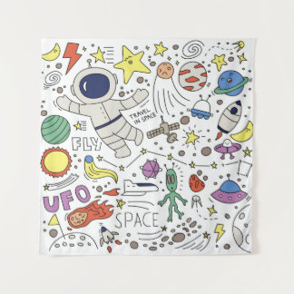 Tapete De Parede Estilo de porta, ilustração do tema espacial.