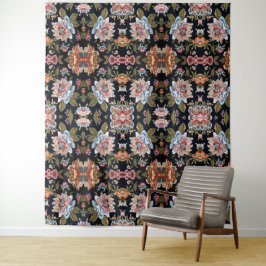 Tapete De Parede Estilo Retro Ornamento Floral Multicolorido