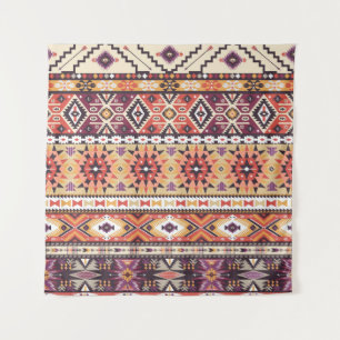 Tapete De Parede Estilo tribal colorido, padrão contínuo vibrante.