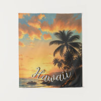 Estilo Vintage Havaiano Viagem Costa Mar Pôr-do-So