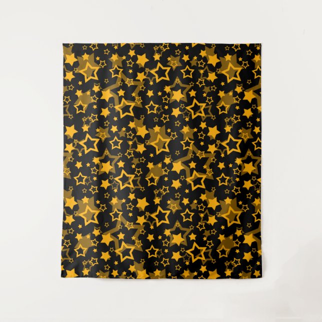 Tapete De Parede Estrelas Amarelas Douradas Brilham Design  (Frente)