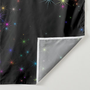Tapete De Parede Estrelas coloridas cintilantes no design preto do