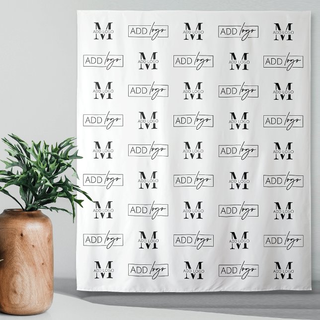 Tapete De Parede Etapa de plano de fundo da empresa e repita duas f (Modern two logo step and repeat banner in white with space for two custom logos)