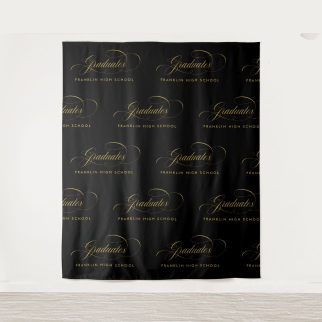 Tapete De Parede Etapa de Script Preto e Dourado e Graduação Repeti (Frente)