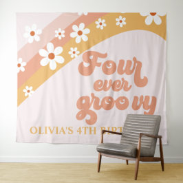 Tapete De Parede Eterno Groovy Retro Daisy Banner de Aniversário de