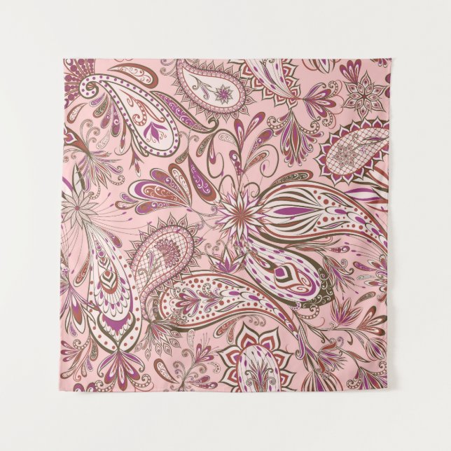 Tapete De Parede Etnia Floral: Oriental Paisley Design. (Frente)