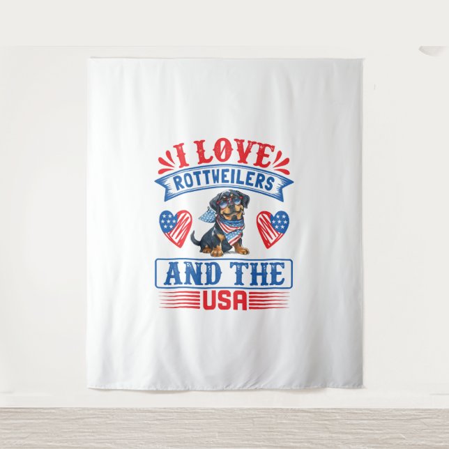 Tapete De Parede Eu amo Rottweilers e os EUA (Frente)