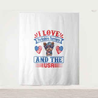 Tapete De Parede Eu amo Yorkshire Terriers e os EUA 01