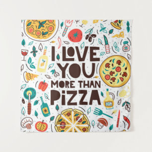 Tapete De Parede Eu te amo mais que pizza. Inscrição em comida it
