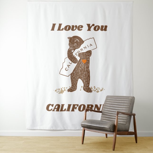 Tapete De Parede Eu Te Amo, Urso Da Califórnia Abraçando Mapa (In Situ)