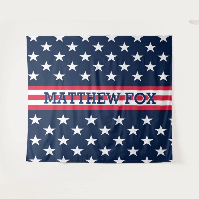 Tapete De Parede EUA Stars Strips ⭐ Monograma Dazzling (Frente (Horizontal))