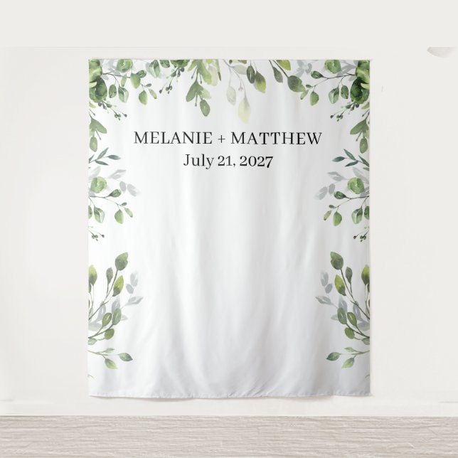 Tapete De Parede Eucalyptus Greenery Modern Wedds Backdrop (Frente)