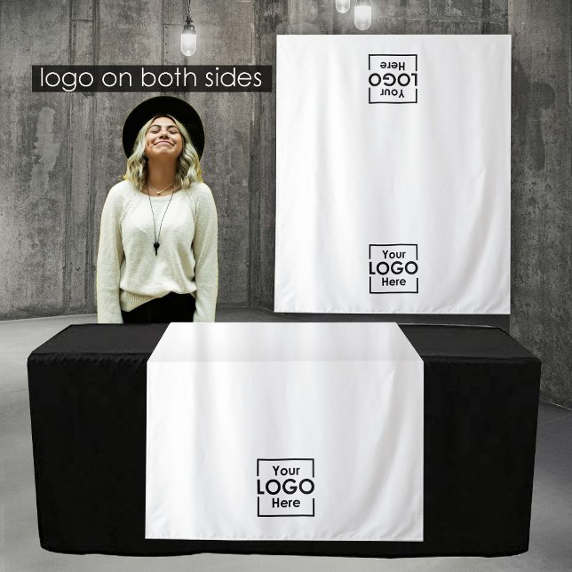 Tapete De Parede Eventos de Logotipos de Banner de Banner de Mesa P (Custom Table Runner Banner Business 2 Logos Events Tapestry)