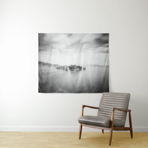 Tapete De Parede Exposição longa B&W de uma praia em Rabac, Croácia