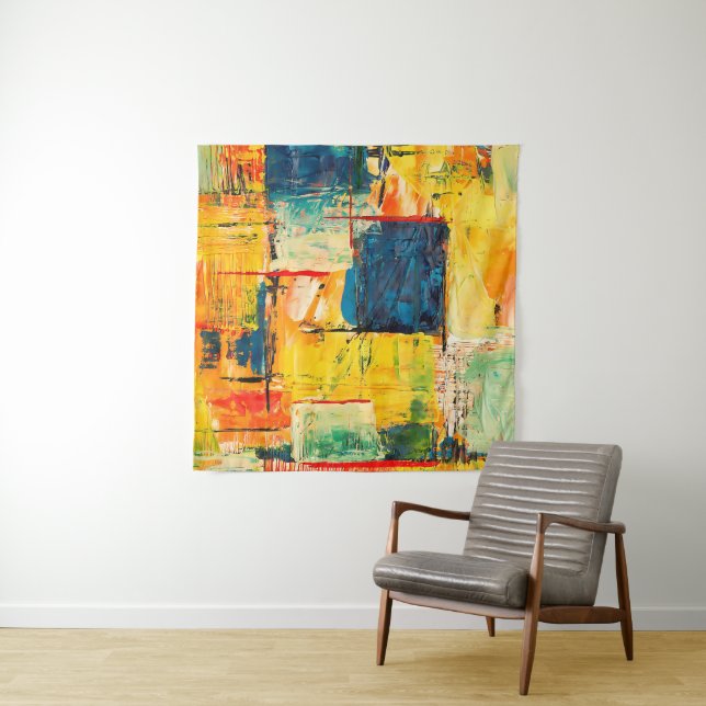 Tapete De Parede Expressão Abstrato Colorida Moderna (In Situ (Horizontal))