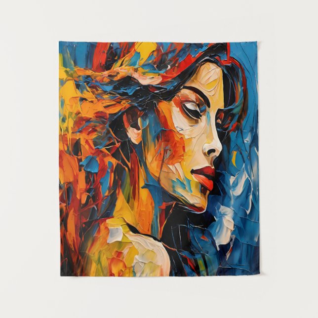 Tapete De Parede Expressionista Negrito Abstrato de Retrato Feminin (Frente)