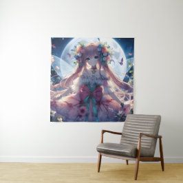 Tapete De Parede Fada de Lua de Flor de Animação