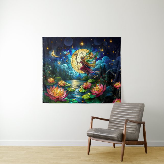 Tapete De Parede Fada do Voo ao Luar com Vitral  (In Situ (Horizontal))
