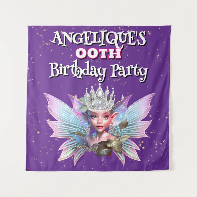Tapete De Parede Fairy princess purple decorations girls birthday (Frente)