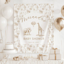 Faixa de Chuveiro de Bebê Bege Safari Toile