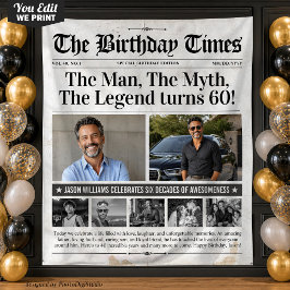 Tapete De Parede Faixa de jornal de aniversário personalizada, Foto
