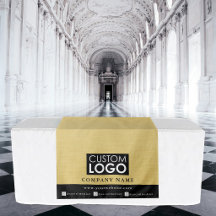 Faixa de mesa de negócios Banner Linho Amarelo Log