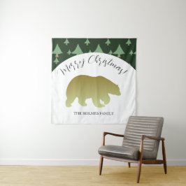 Tapete De Parede Família de natal de Urso Ouro Bonito