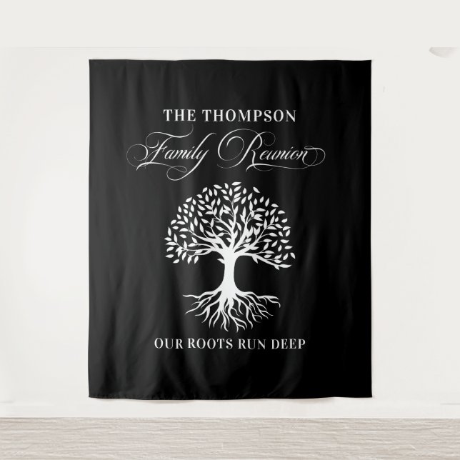 Tapete De Parede Family reunion tree backdrop banner black (Frente)