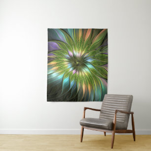 Tapete De Parede Fantasia Colorida Luminosa Flores Arte Fractal