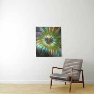 Tapete De Parede Fantasia Colorida Luminosa Flores Arte Fractal