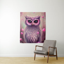 Tapete De Parede Fantasy Pink Fluffy Kawaii Owl
