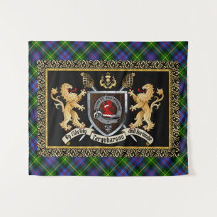 Tapete De Parede Farquharson Clan Crachá & Motto w/Lions
