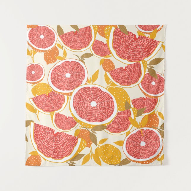 Tapete De Parede Fatias de Toranja com Folhas (Frente)