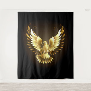 Tapete De Parede Faux Gold Foil Peace Dove em Preto