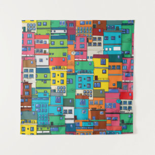 Tapete De Parede favela urbana brasileira: fundo colorido.