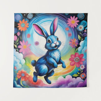 Tapete De Parede Felicidade Azul Coelho Sonho Alegria