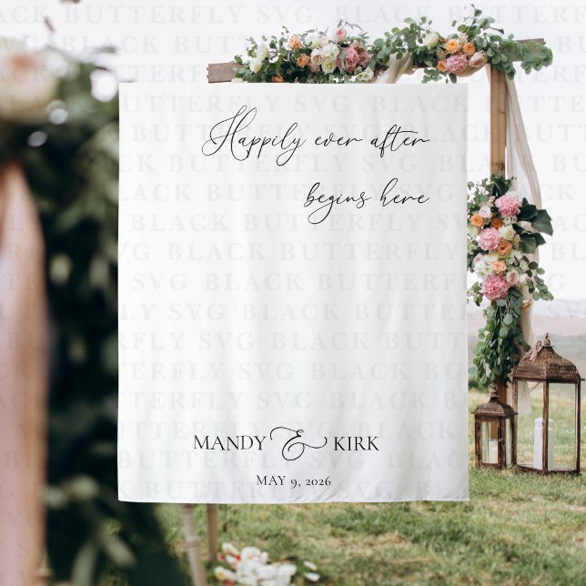 Tapete De Parede Felicidade Eterna Começa Aqui Fundo de Casamento (happily ever after begins here wedding backdrop banner)
