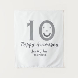 Tapete De Parede Feliz 10º aniversário nome data emoji cinza negrit