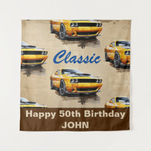 Tapete De Parede feliz 50º aniversário do Classic Muscle Car