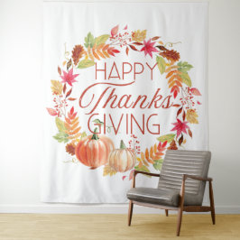 Tapete De Parede Feliz Ação de Graças Floral Fall Wreath