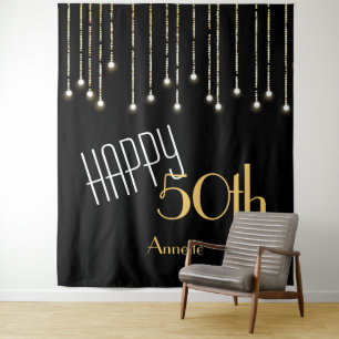 Tapete De Parede Feliz Aniversário Black Gold Fundo para Fotografia